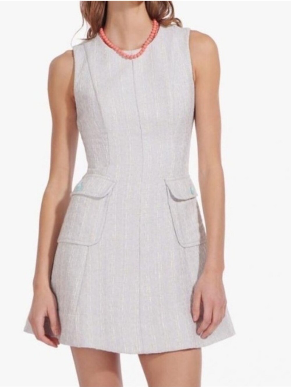 STAUD Mini Bait Dress in fog tweed,